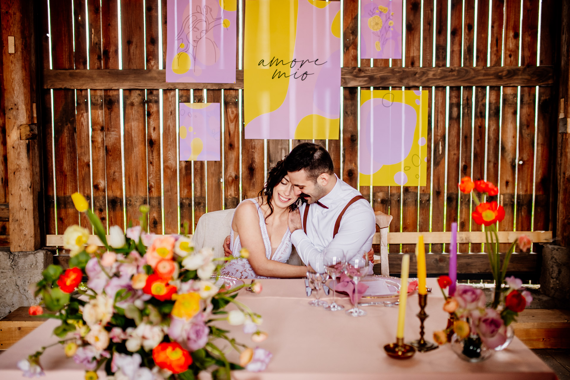 ścianka Pary Młodej wesele w stodole